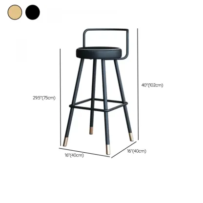Minimalist Black Metal Upholstered Leather Bar Stool Image - 10