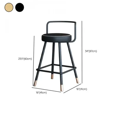 Minimalist Black Metal Upholstered Leather Bar Stool #size