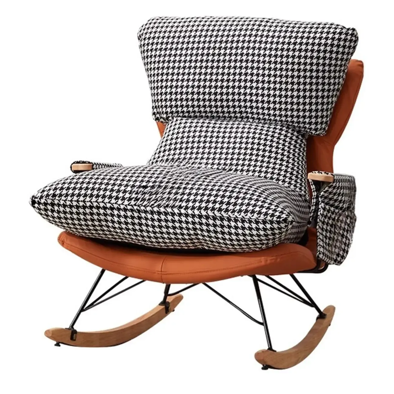 Modern Upholstered Rocking Chair with Ottoman for Living Room Image - 16
