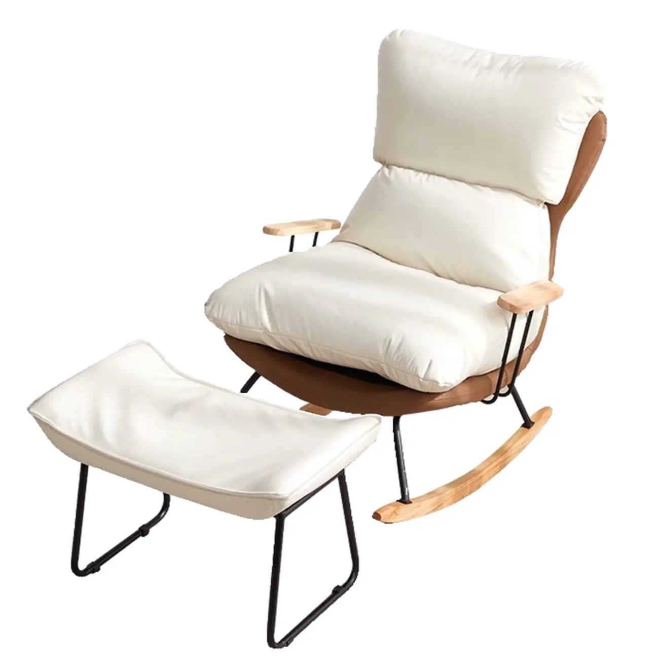 Modern Upholstered Rocking Chair with Ottoman for Living Room Image - 17 | homeyfad