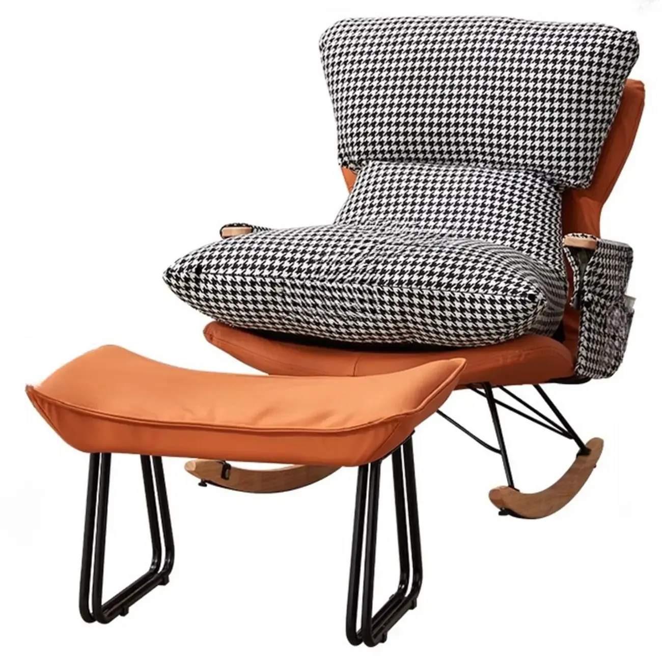 Modern Upholstered Rocking Chair with Ottoman for Living Room Image - 18