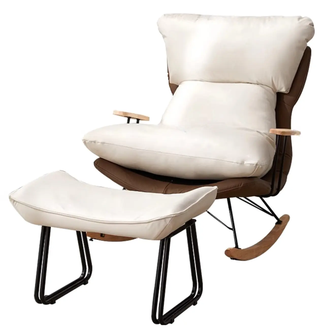 Modern Upholstered Rocking Chair with Ottoman for Living Room Image - 19 | homeyfad