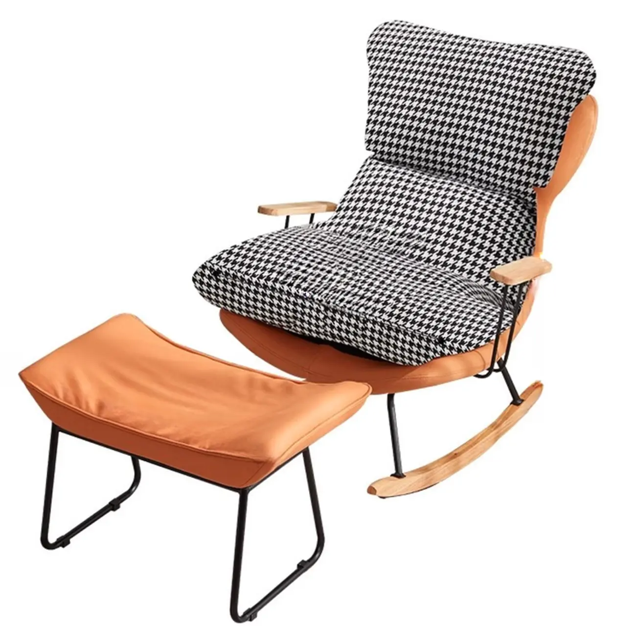 Modern Upholstered Rocking Chair with Ottoman for Living Room Image - 20 | homeyfad