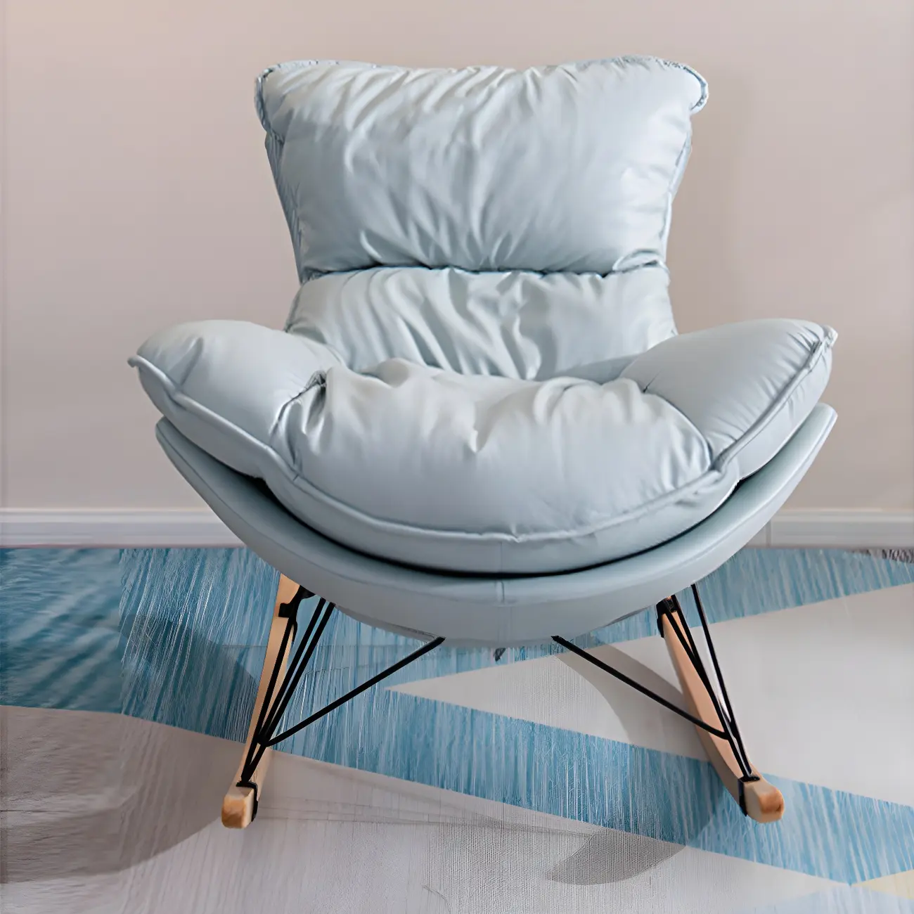 Velvet Upholstered Nursery Rocking Chair with Ottoman for Leisure Image - 6 | homeyfad