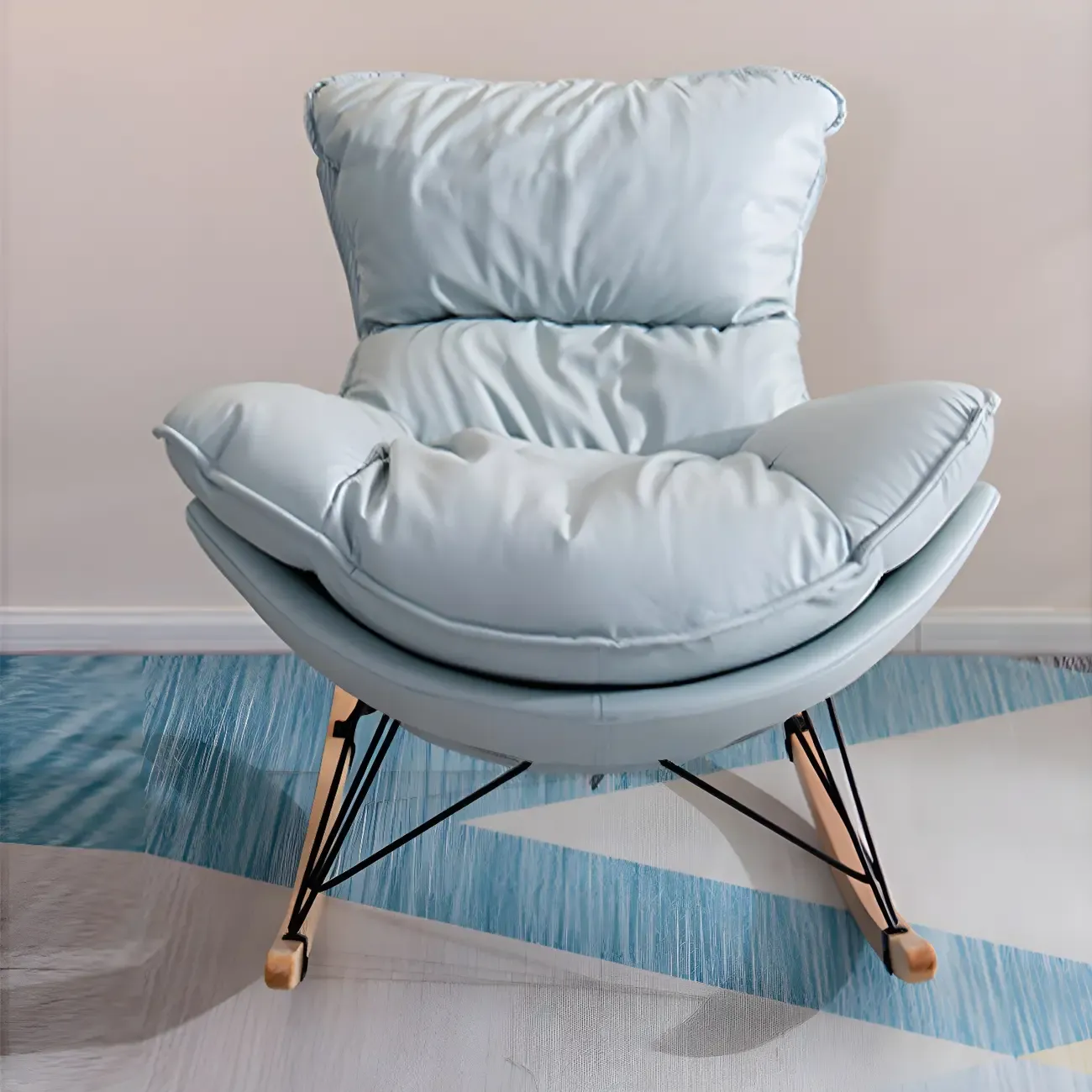 Velvet Upholstered Nursery Rocking Chair with Ottoman for Leisure Image - 6