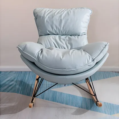 Velvet Upholstered Nursery Rocking Chair with Ottoman for Leisure Image - 6