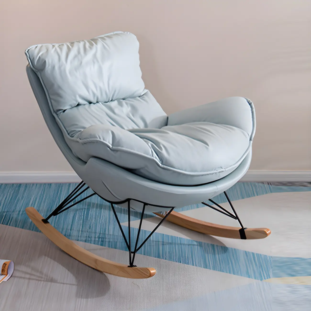 Velvet Upholstered Nursery Rocking Chair with Ottoman for Leisure Image - 7 | homeyfad