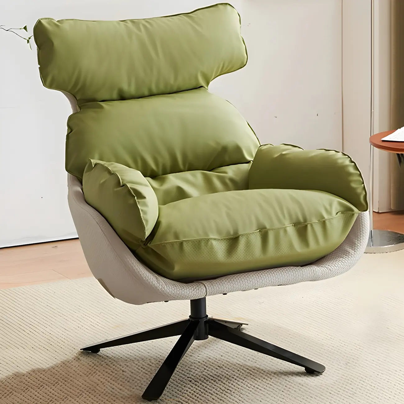 Modern Orange Suede Swivel Armchair for Living Room Image - 2 | homeyfad