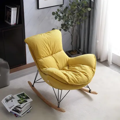 Velvet Upholstered Nursery Rocking Chair with Ottoman for Leisure Image - 8