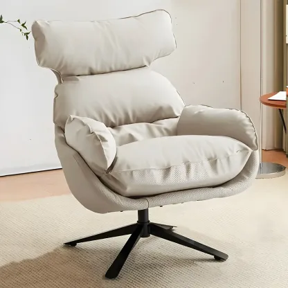 Modern Orange Suede Swivel Armchair for Living Room Image - 3