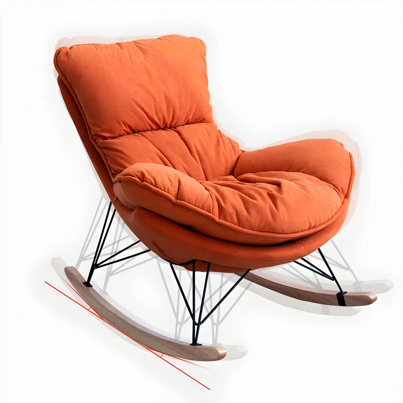 Velvet Upholstered Nursery Rocking Chair with Ottoman for Leisure Image - 9 | homeyfad