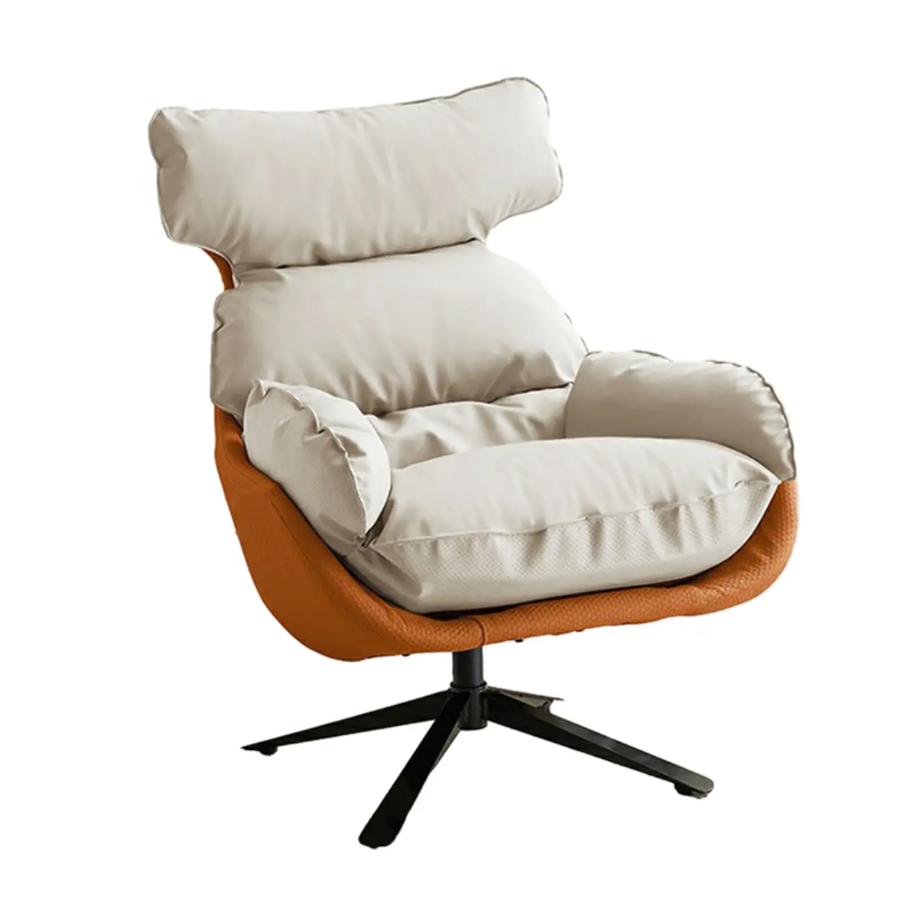 Modern Orange Suede Swivel Armchair for Living Room Image - 9 | homeyfad