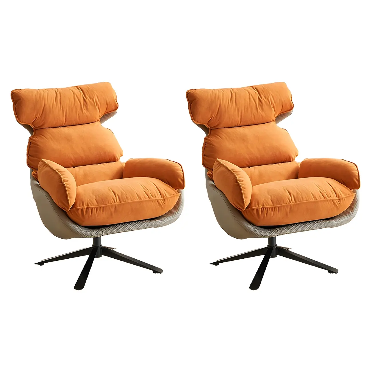 Modern Orange Suede Swivel Armchair for Living Room Image - 11 | homeyfad