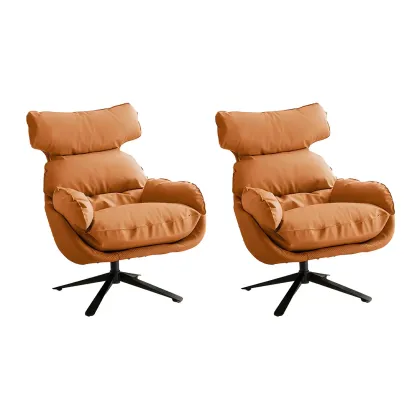 Modern Orange Suede Swivel Armchair for Living Room Image - 13