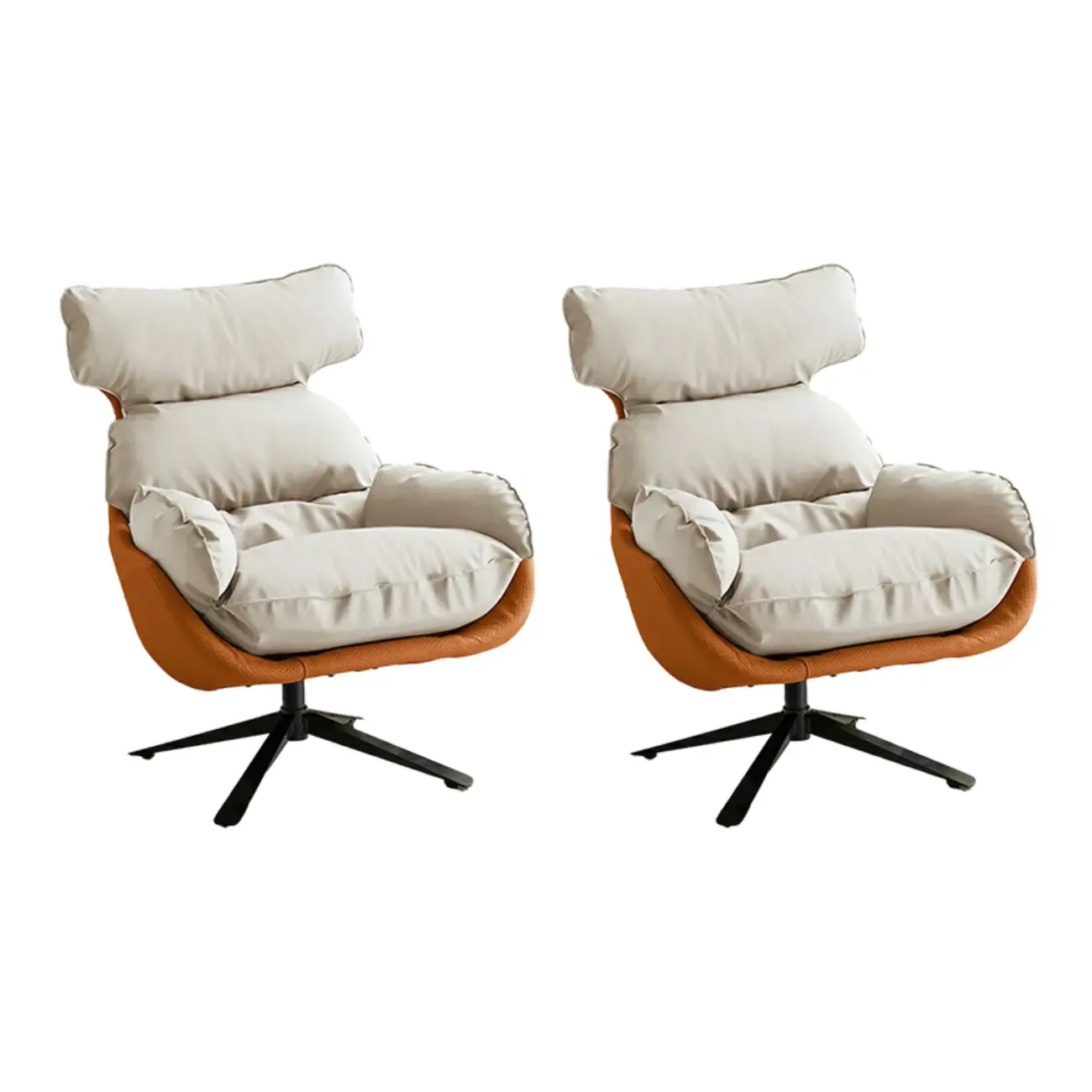 Modern Orange Suede Swivel Armchair for Living Room Image - 17