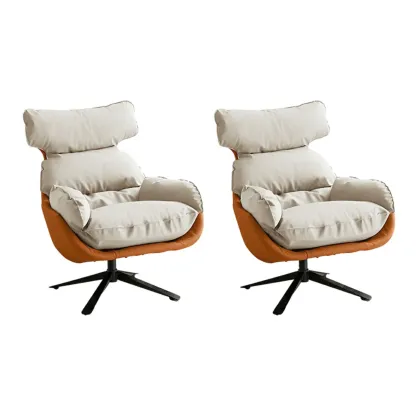 Modern Orange Suede Swivel Armchair for Living Room Image - 17