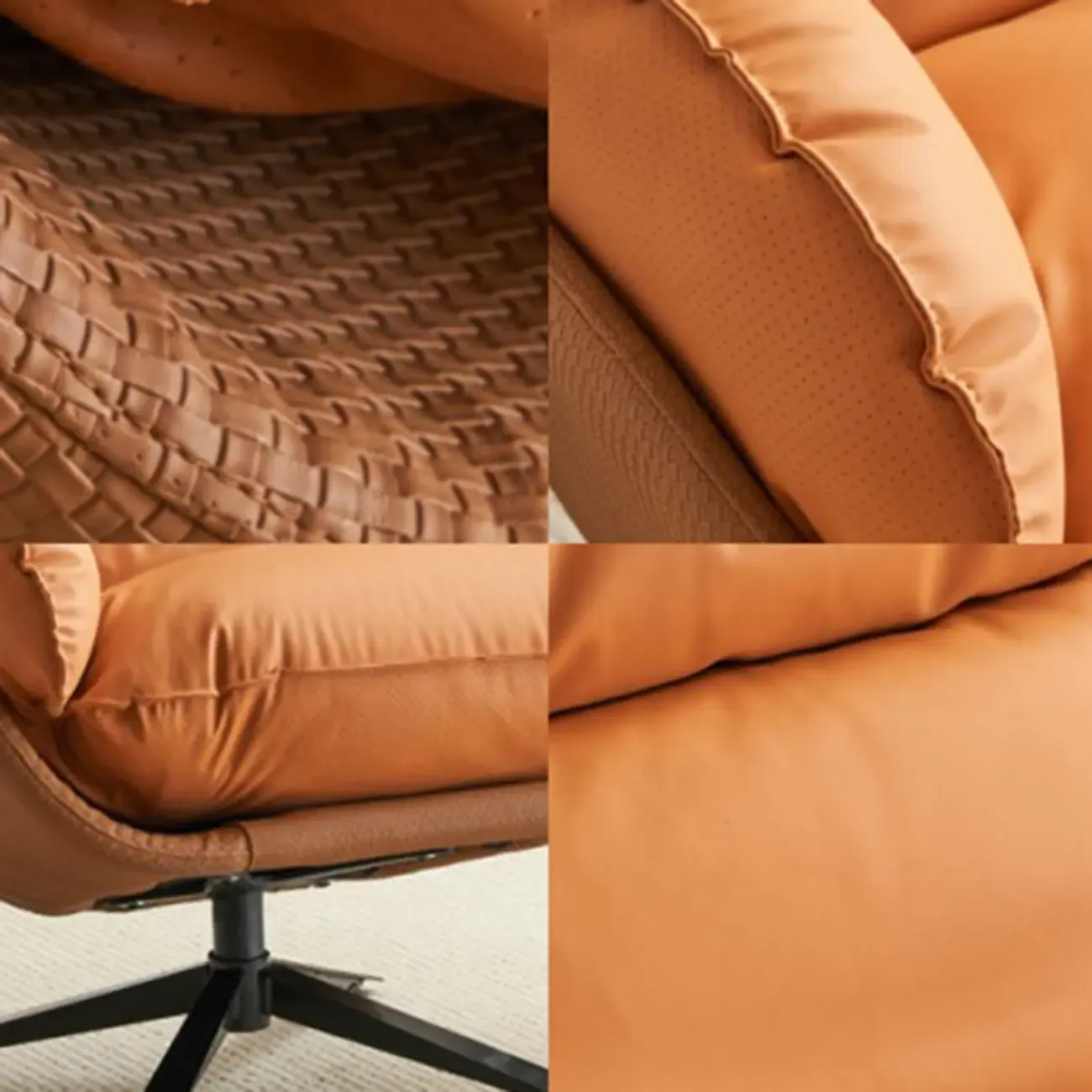 Modern Orange Suede Swivel Armchair for Living Room Image - 18