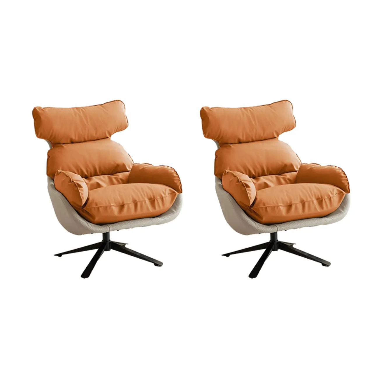 Modern Orange Suede Swivel Armchair for Living Room Image - 19 | homeyfad