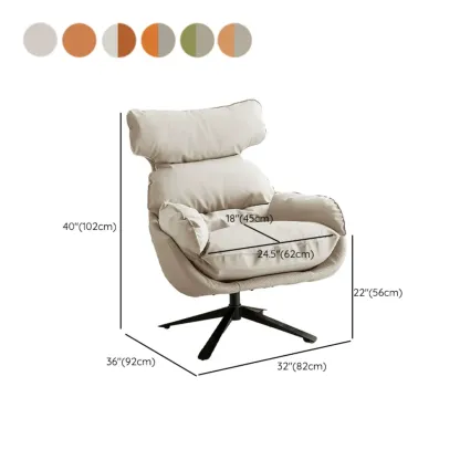 Modern Orange Suede Swivel Armchair for Living Room #size