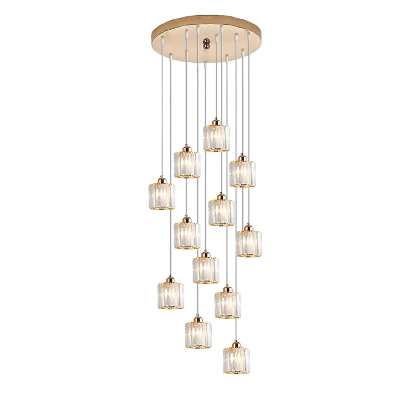 6-Light Spiral Clear Crystal Black Metal Stairwell Pendant Light Image - 15 | homeyfad