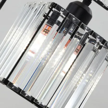 6-Light Spiral Clear Crystal Black Metal Stairwell Pendant Light Image - 19