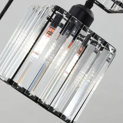 6-Light Spiral Clear Crystal Black Metal Stairwell Pendant Light Image - 22