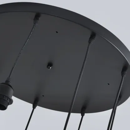 6-Light Spiral Clear Crystal Black Metal Stairwell Pendant Light Image - 23