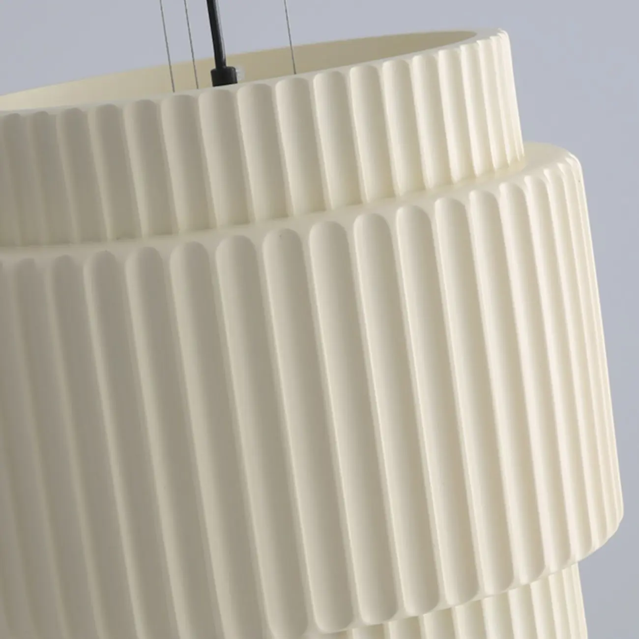 Modern White Stripe Cylinder Resin Pendant Light for Living Room Image - 9 | homeyfad