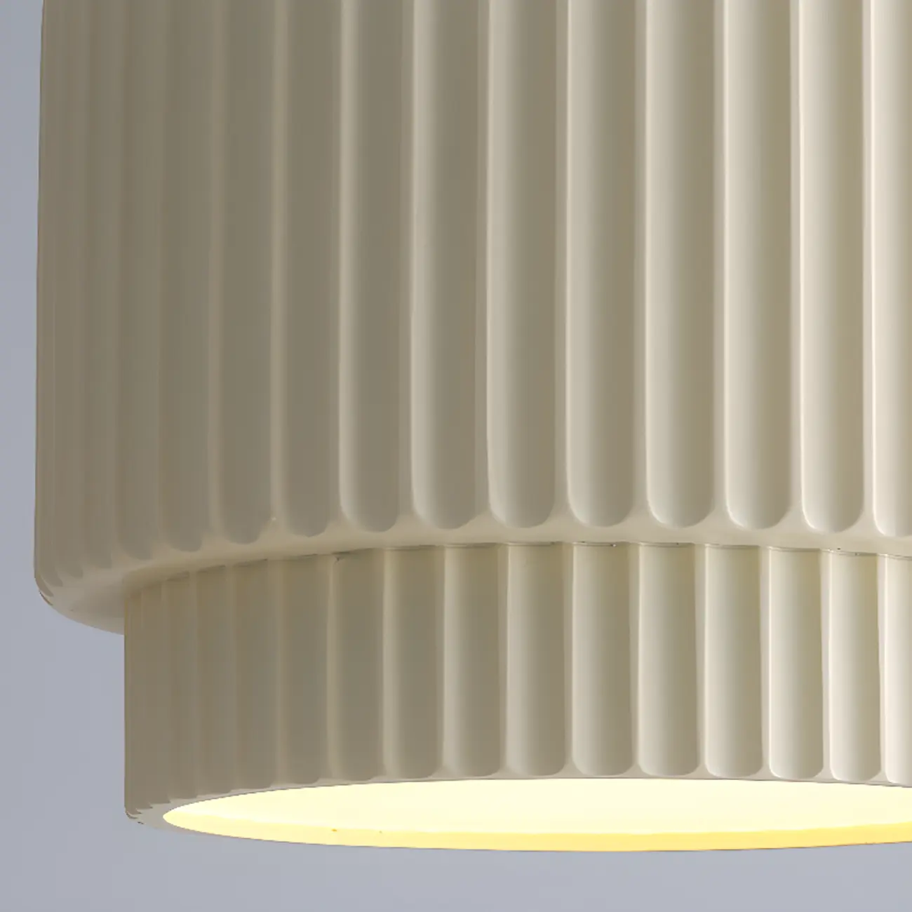 Modern White Stripe Cylinder Resin Pendant Light for Living Room Image - 10 | homeyfad