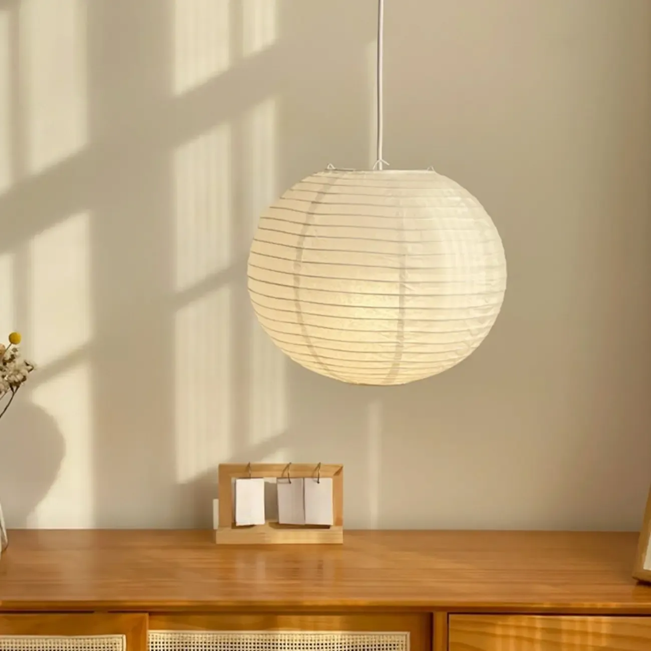 Recycle White Paper Lantern Pendant Lamp for Living Room Image - 6
