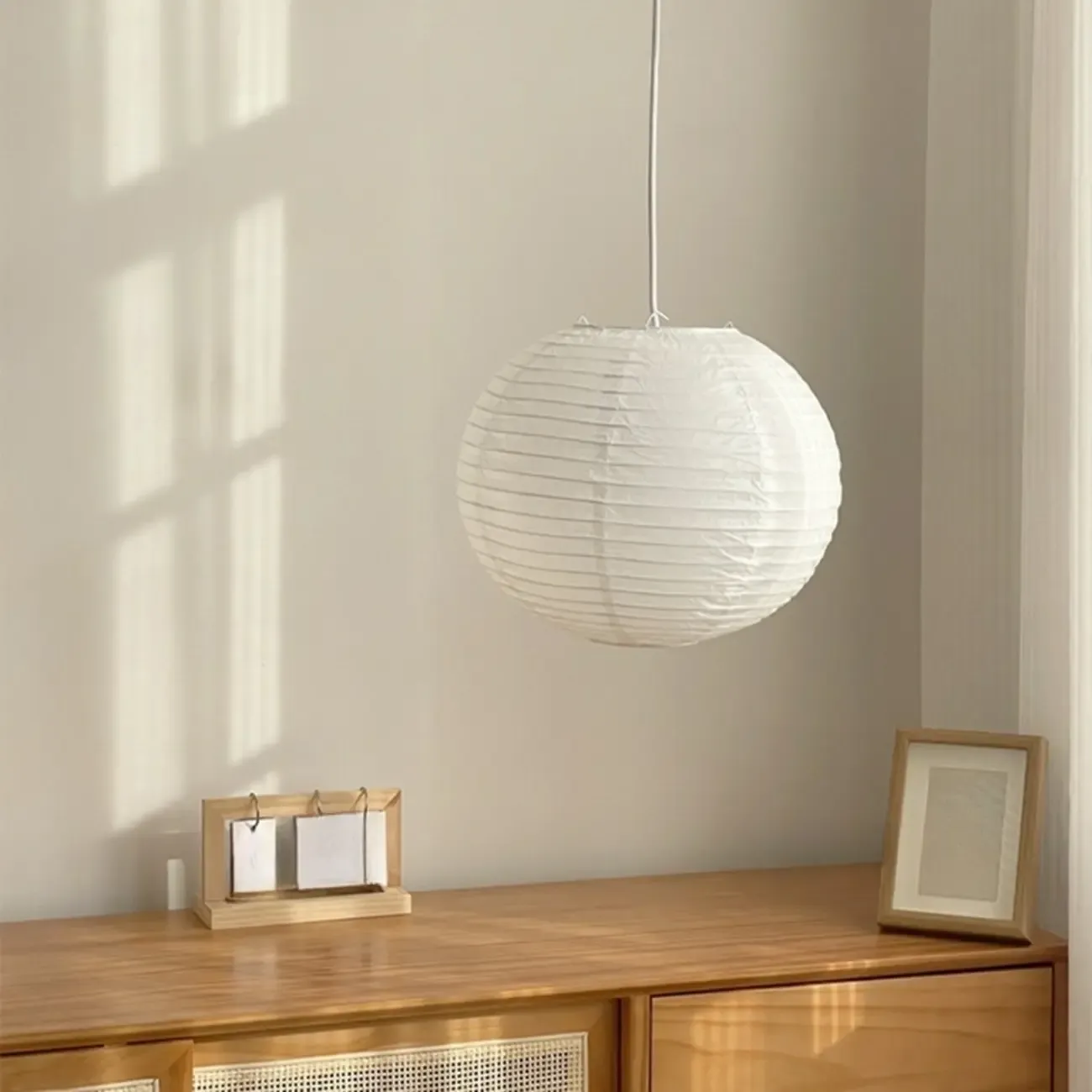 Recycle White Paper Lantern Pendant Lamp for Living Room Image - 8