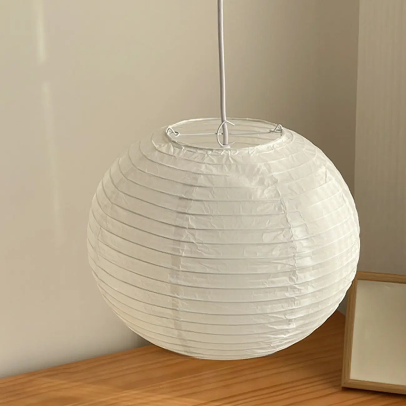 Recycle White Paper Lantern Pendant Lamp for Living Room Image - 10 | homeyfad