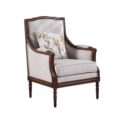 Vintage Fabric Armchair with Floral Pattern and Pillow Image - 2