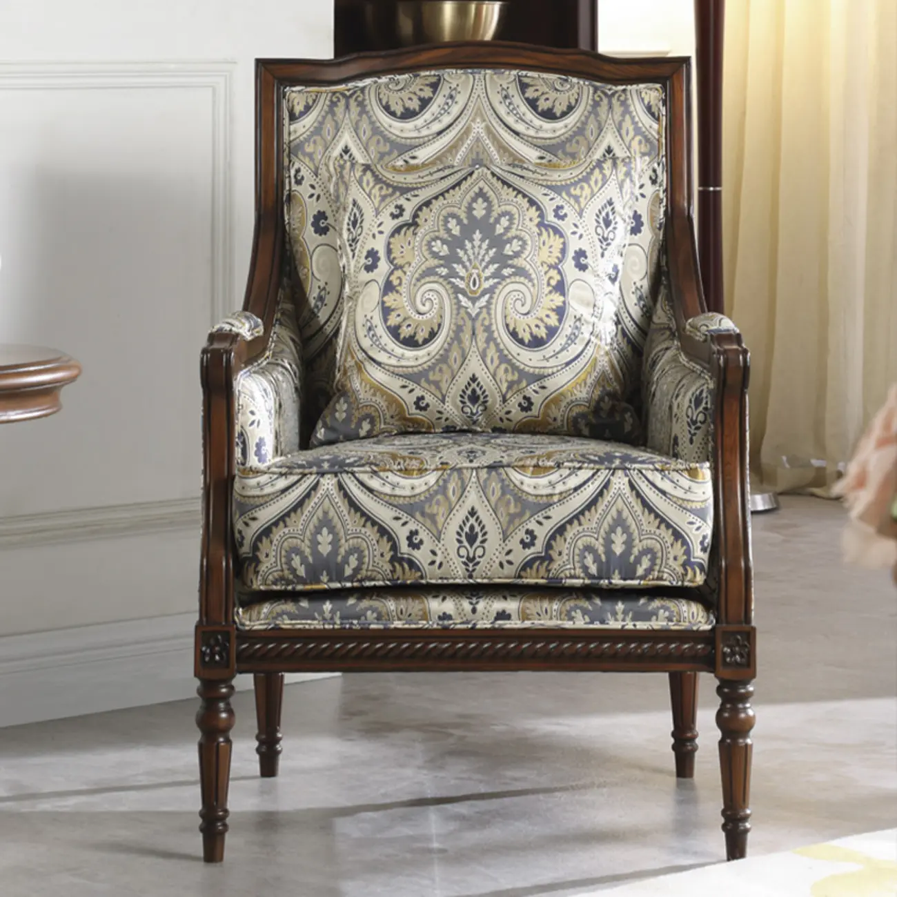 Vintage Fabric Armchair with Floral Pattern and Pillow Image - 3 | homeyfad