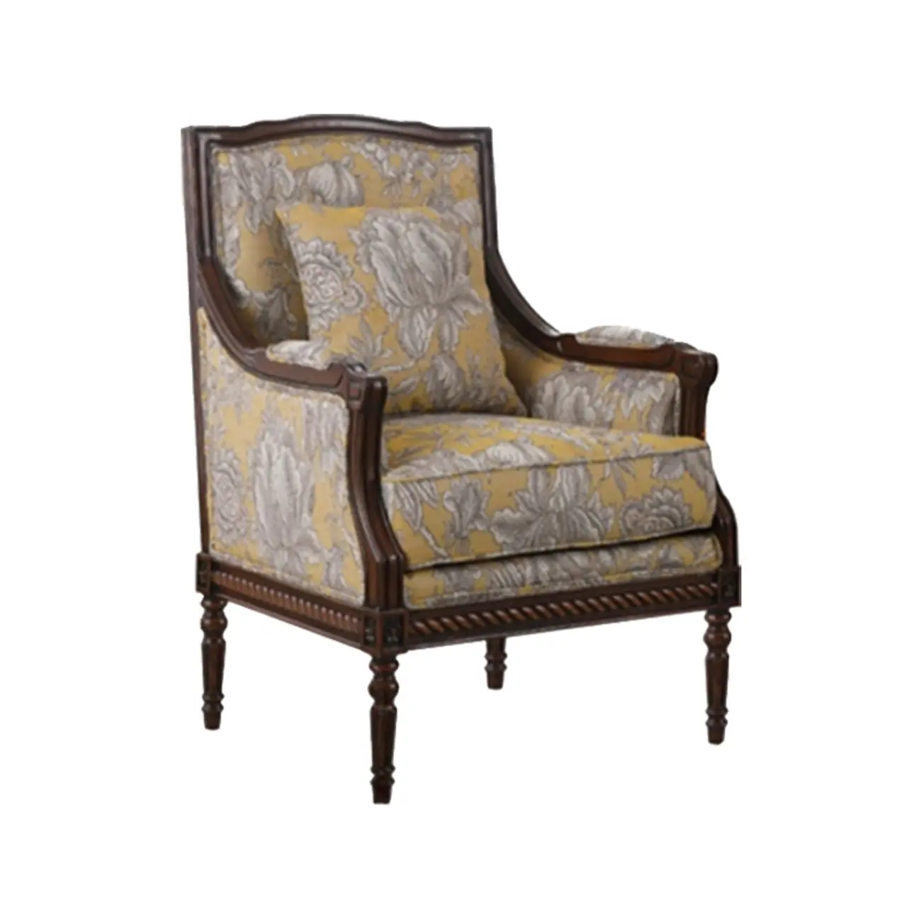 Vintage Fabric Armchair with Floral Pattern and Pillow Image - 5 | homeyfad