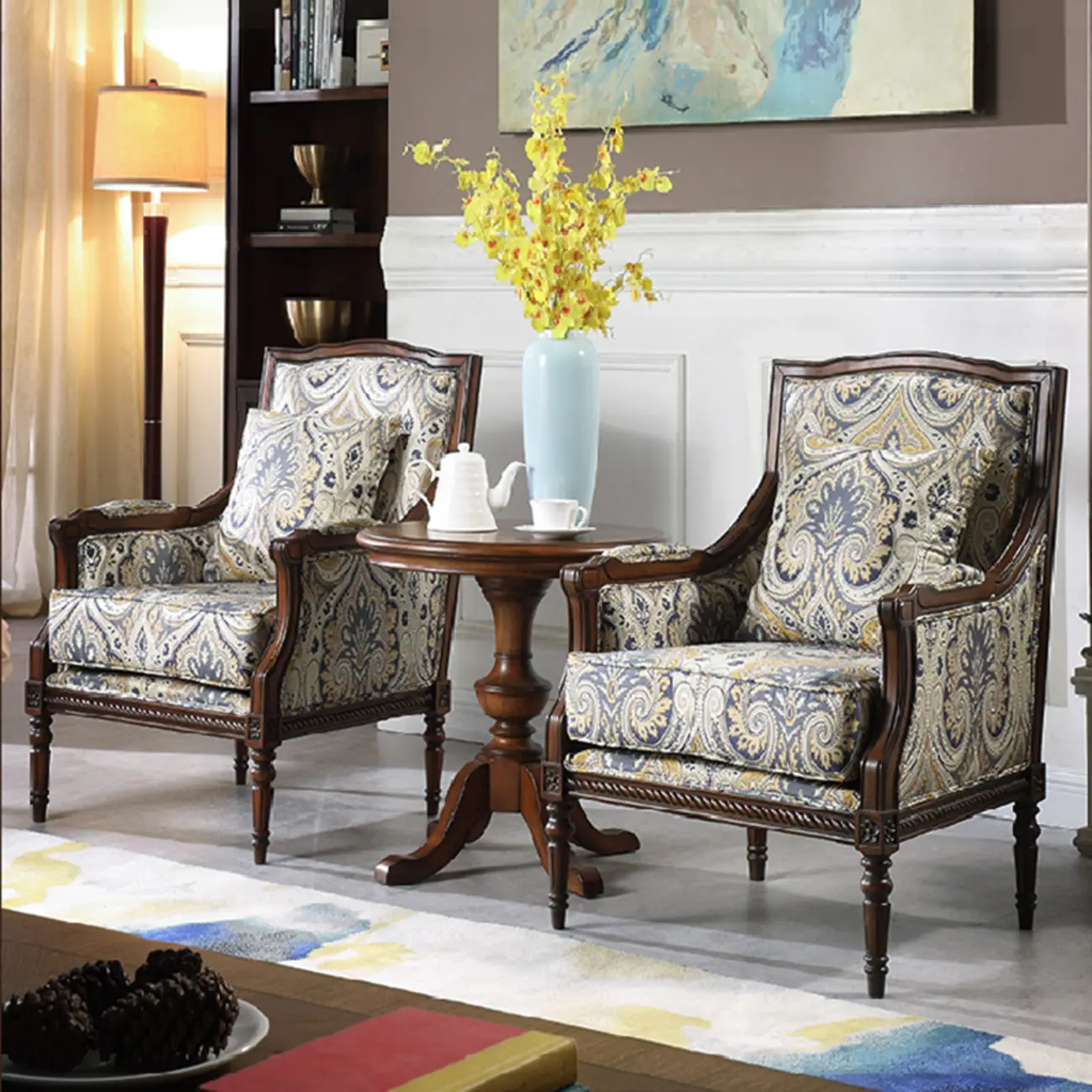 Vintage Fabric Armchair with Floral Pattern and Pillow Image - 8 | homeyfad