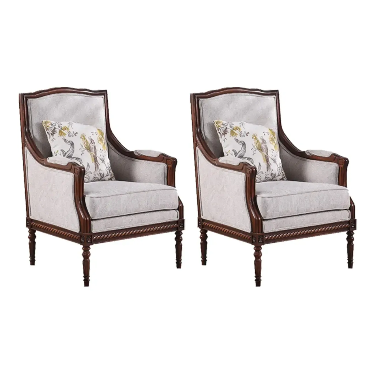 Vintage Fabric Armchair with Floral Pattern and Pillow Image - 9