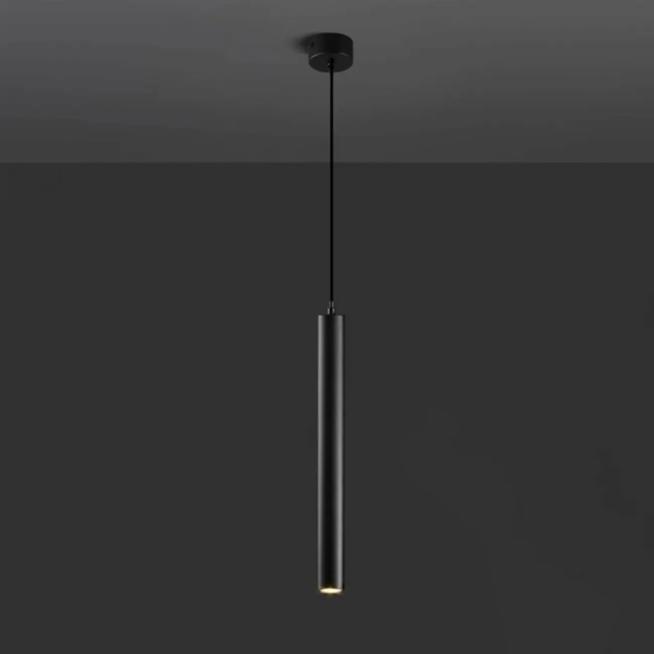 Sleek Long Tube Black Aluminum Pendant Light for Bedside Image - 9