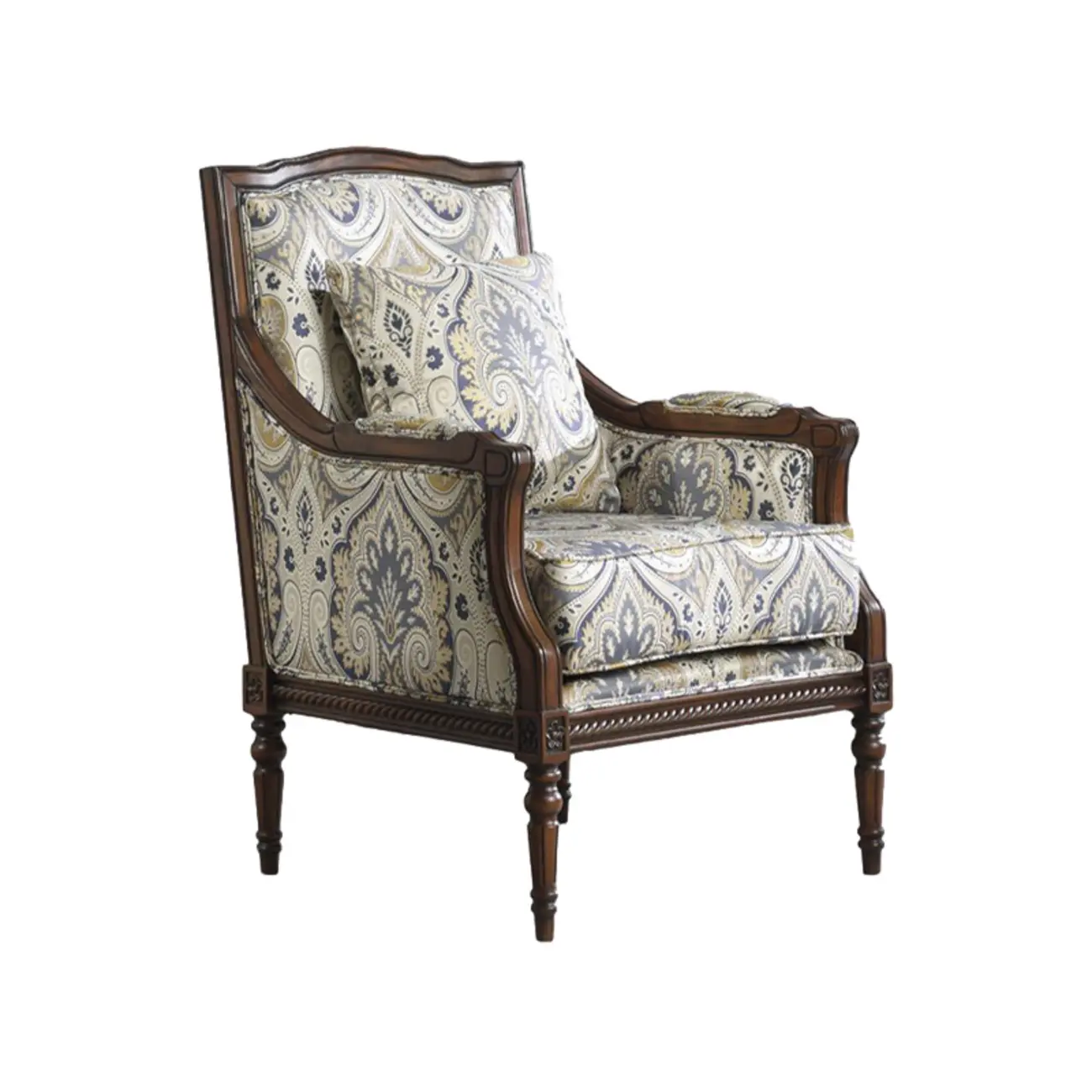 Vintage Fabric Armchair with Floral Pattern and Pillow Image - 10 | homeyfad