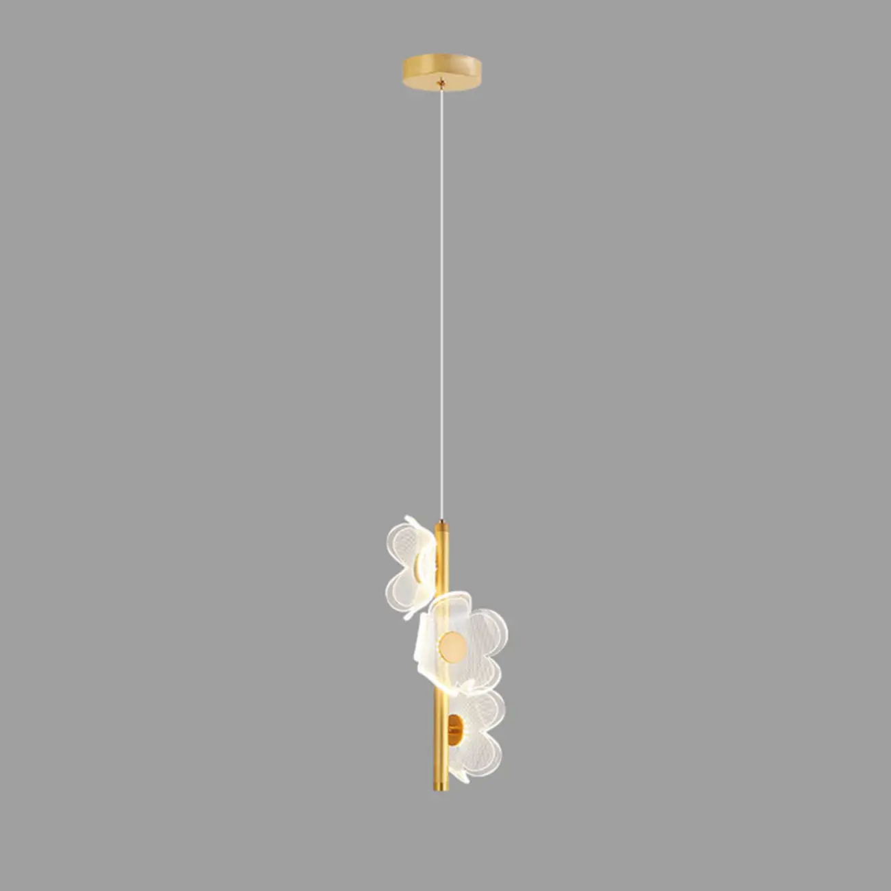 Designer Acrylic floral pendant light with golden tube for decor Image - 2 | homeyfad