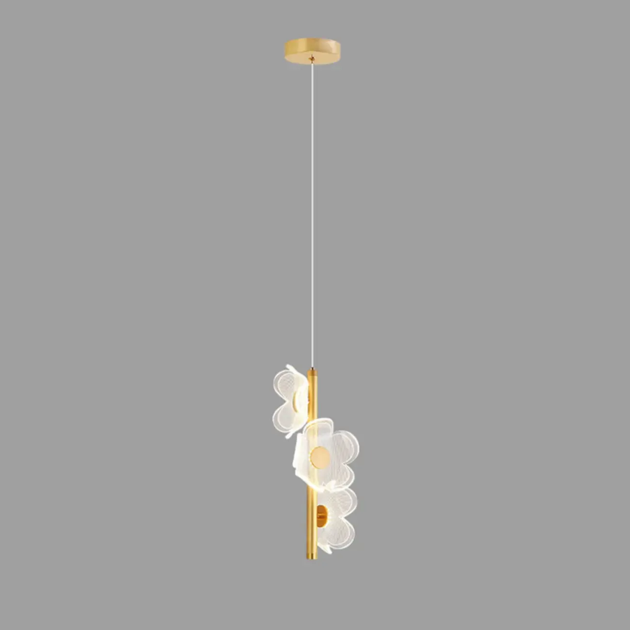 Designer Acrylic floral pendant light with golden tube for decor Image - 2