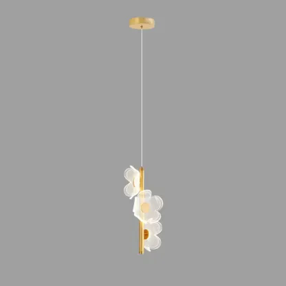 Designer Acrylic floral pendant light with golden tube for decor Image - 2