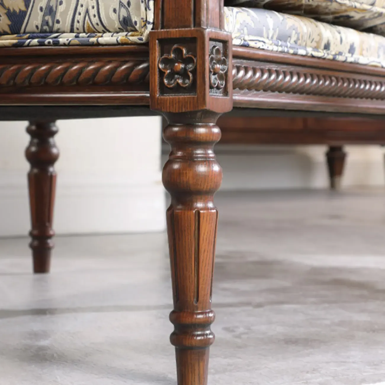 Vintage Fabric Armchair with Floral Pattern and Pillow Image - 16