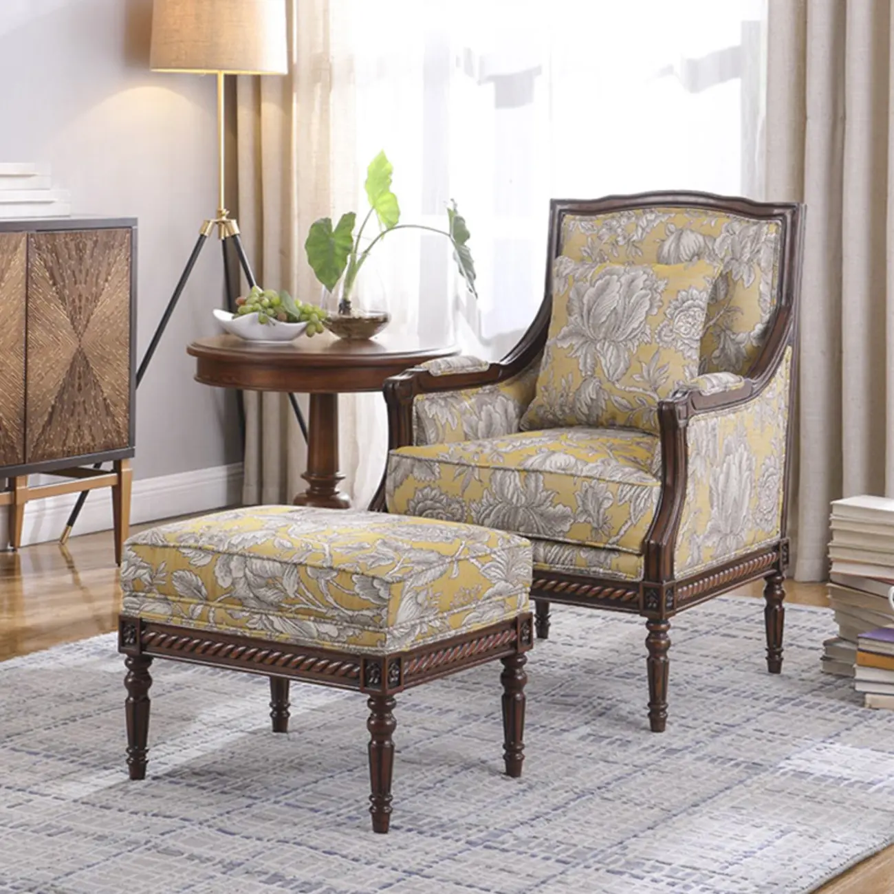 Vintage Fabric Armchair with Floral Pattern and Pillow Image - 18 | homeyfad