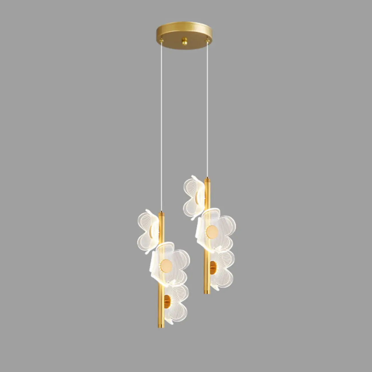 Designer Acrylic floral pendant light with golden tube for decor Image - 5 | homeyfad