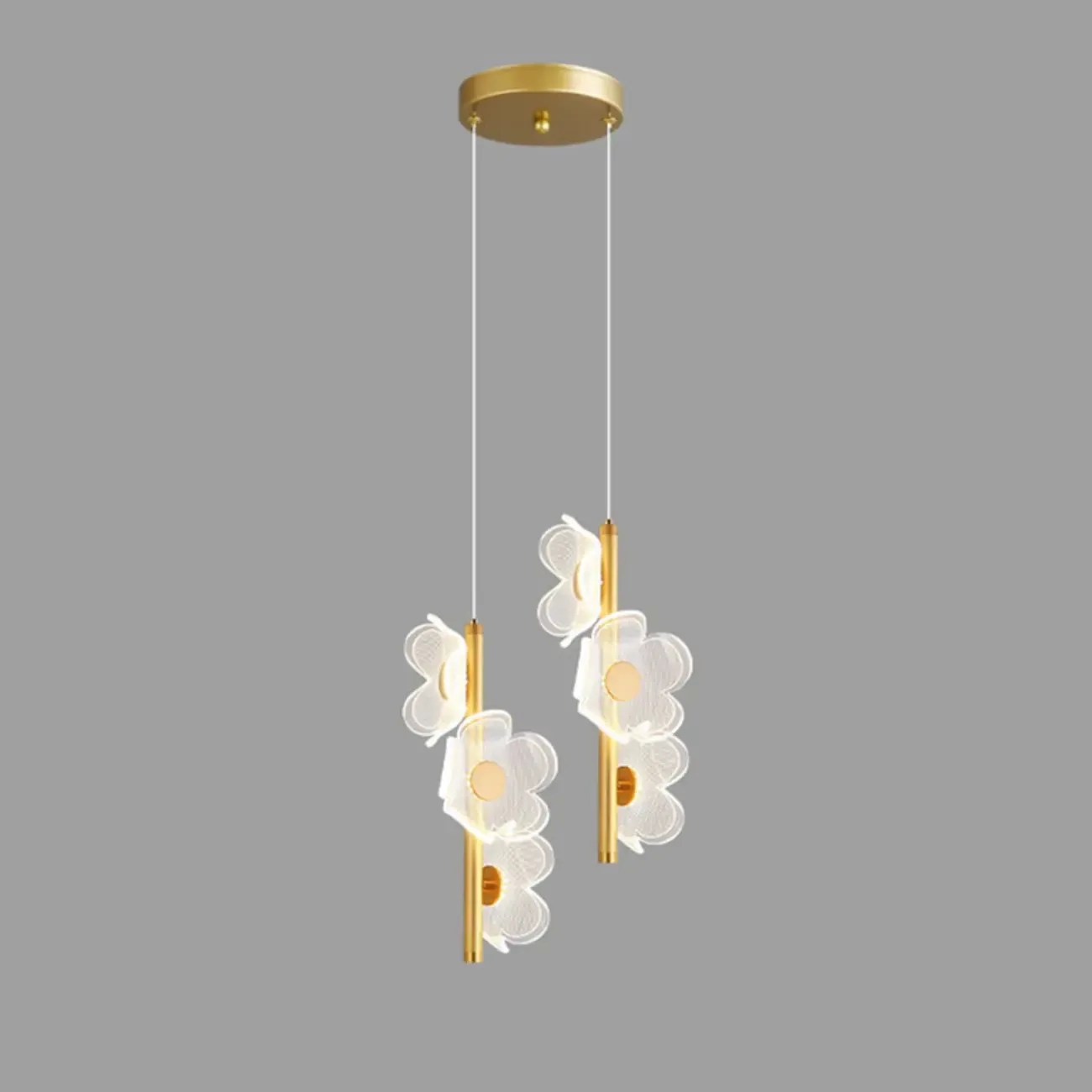 Designer Acrylic floral pendant light with golden tube for decor Image - 5