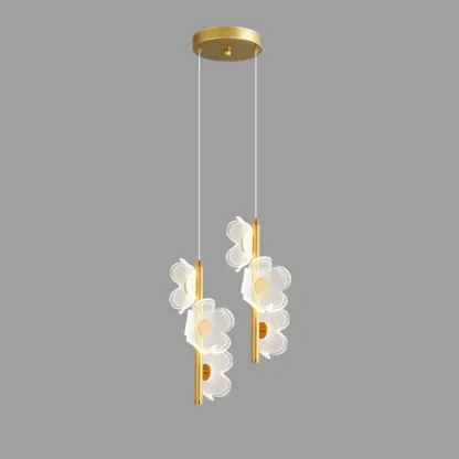 Designer Acrylic floral pendant light with golden tube for decor Image - 5