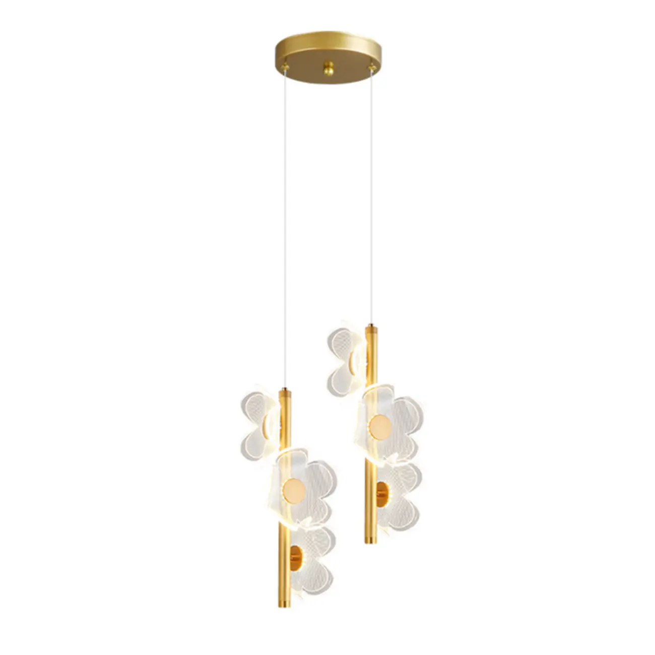Designer Acrylic floral pendant light with golden tube for decor Image - 8 | homeyfad