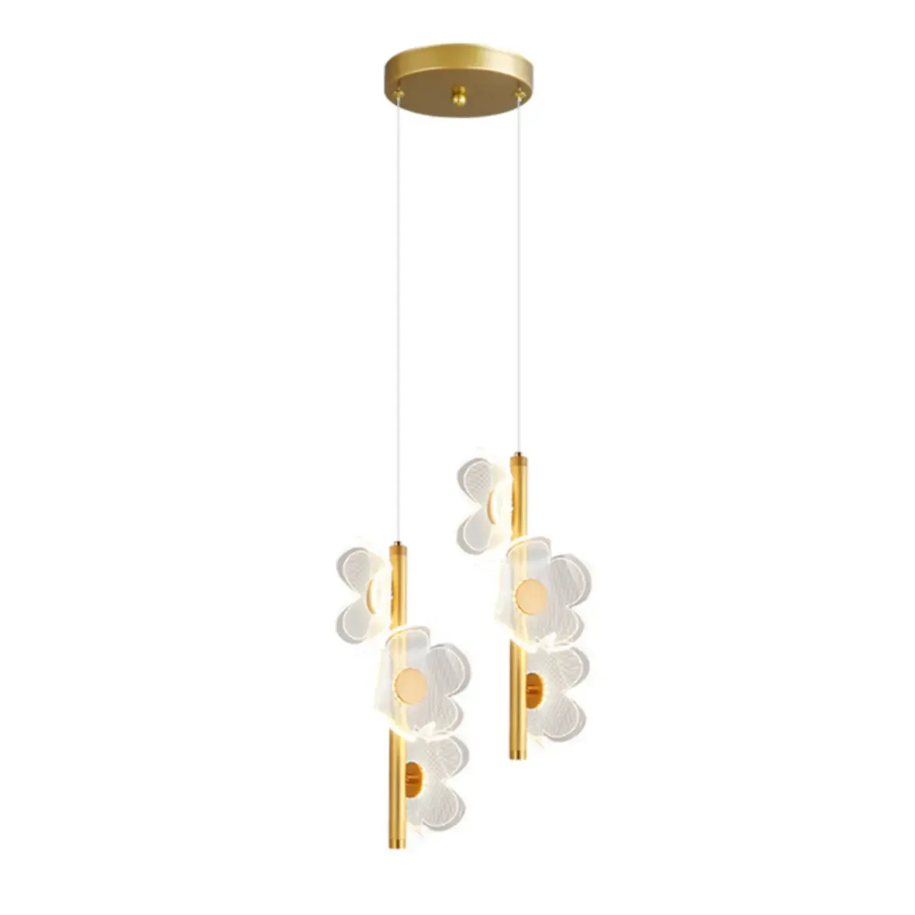 Designer Acrylic floral pendant light with golden tube for decor Image - 8