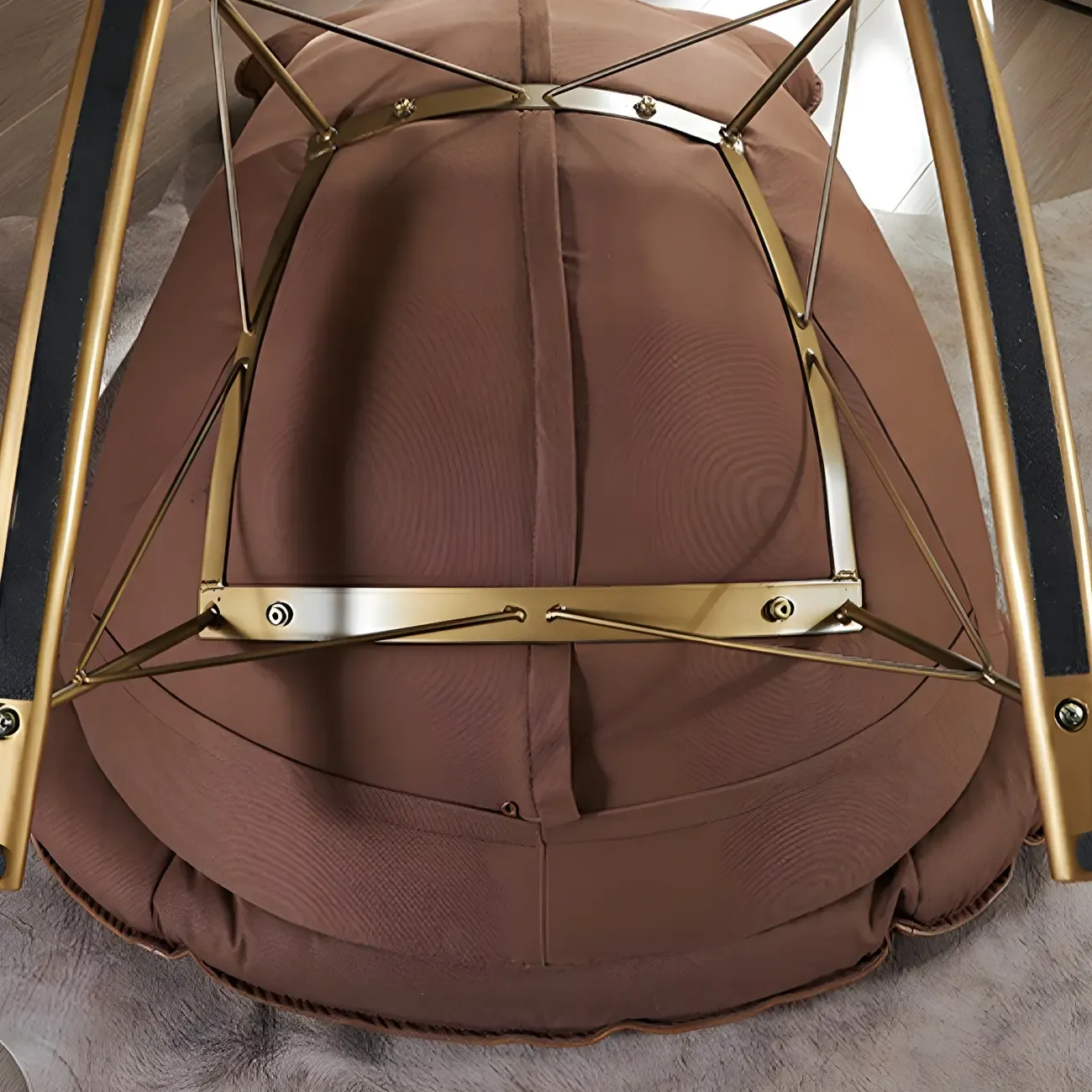 Brown Modern Upholstered Rocking Chair with Ottoman for Indoor Image - 13